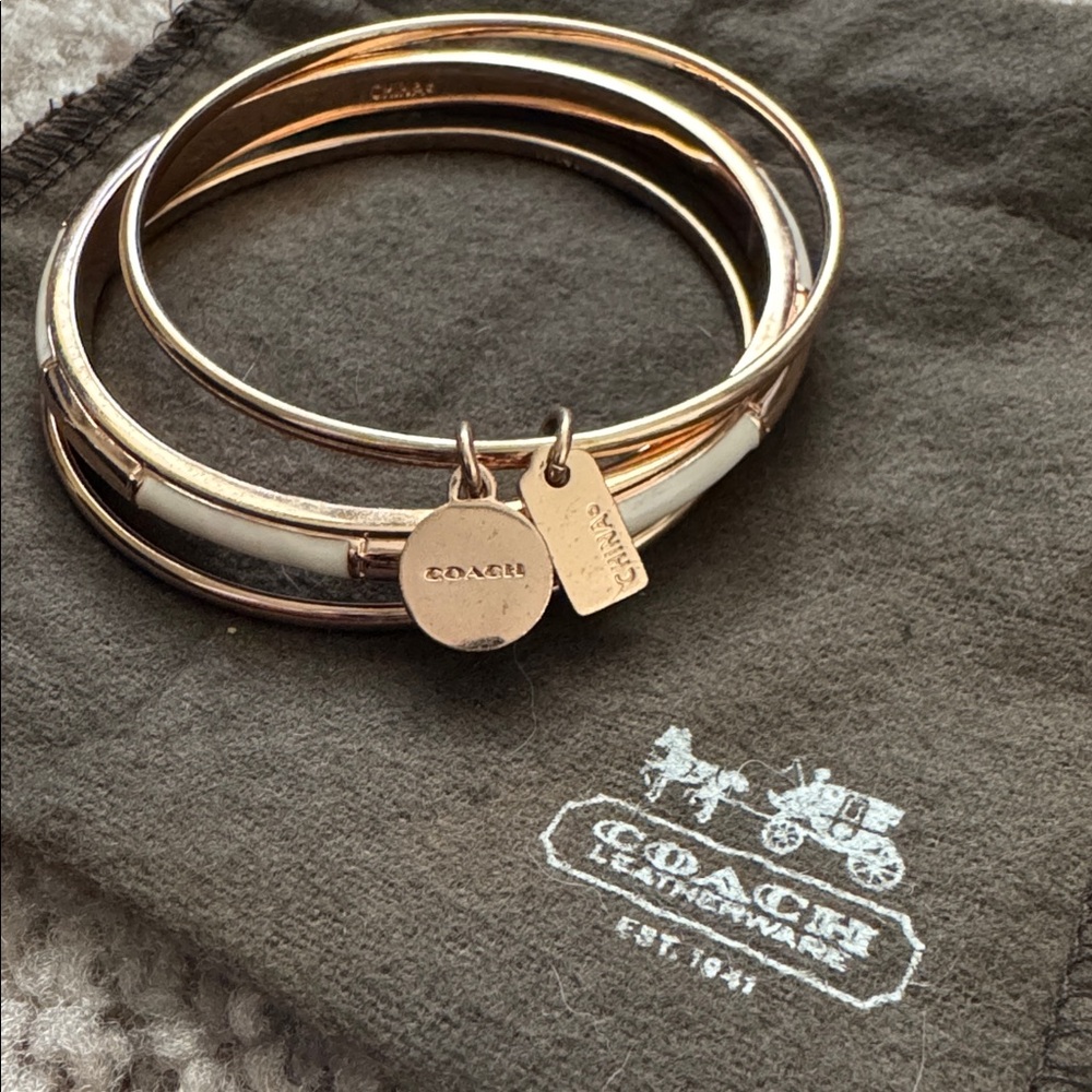 Coach Gold and Silver Bangle Bracelet Trio